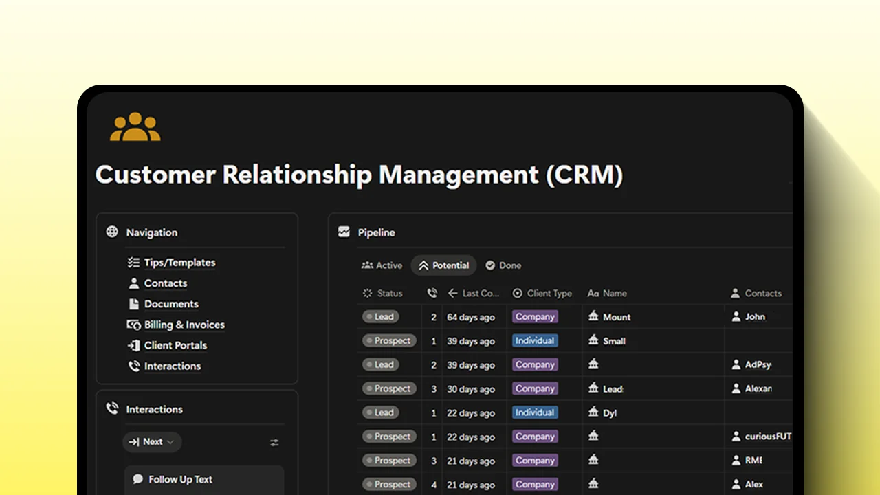 Customer Relationship Manager system preview